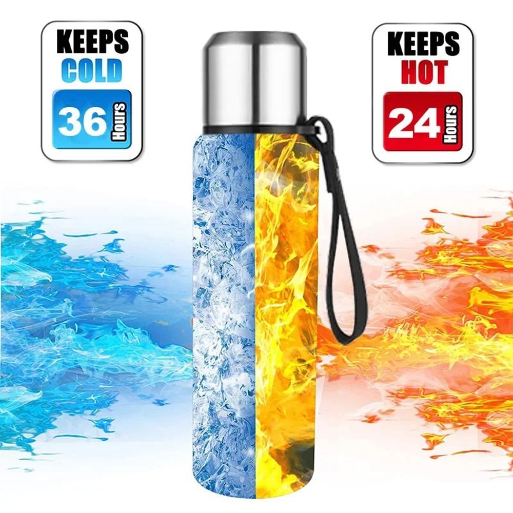 Large Capacity 304 Stainless Steel Thermos Bottle Vacuum Insulated Tumbler With Carry Rope For Hot 3