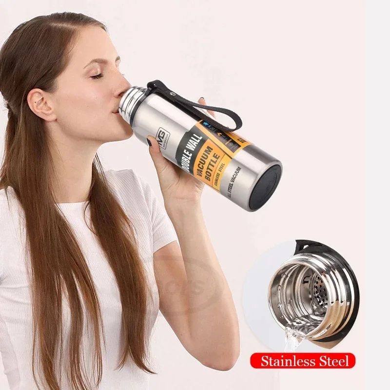 Large Capacity 304 Stainless Steel Thermos Bottle Vacuum Insulated Tumbler With Carry Rope For Hot 4