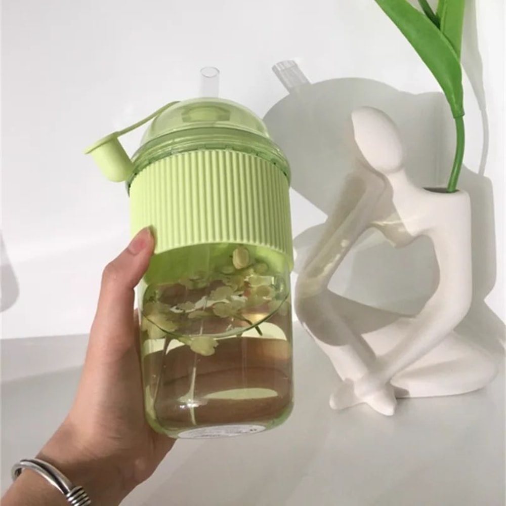 430ml Ins Style Straw Tumbler With Lid Large Capacity Reusable Boba Tea Coffee Cup 3