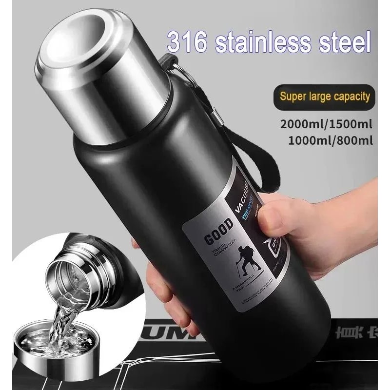 Large Capacity Stainless Steel Insulated Thermos Tumbler Vacuum Thermal Travel Mug For Hot Cold D 2