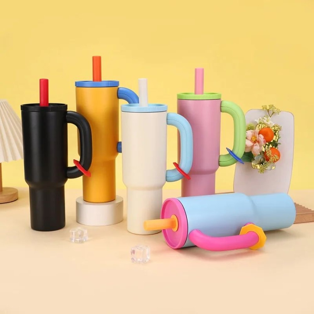 40oz 304 Stainless Steel Insulated Tumbler With Handle Straw Large Capacity Vacuum Ice Cup Travel 0