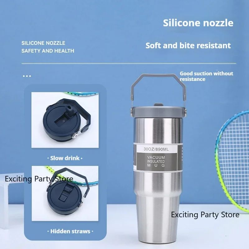 20oz30oz Stainless Steel Thermal Water Bottle With Straw Vacuum Insulated Car Coffee Tumbler Hot 5