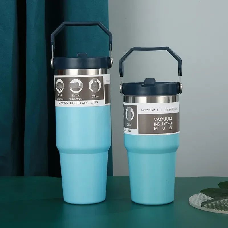 20oz30oz Stainless Steel Thermal Water Bottle With Straw Vacuum Insulated Car Coffee Tumbler Hot 7