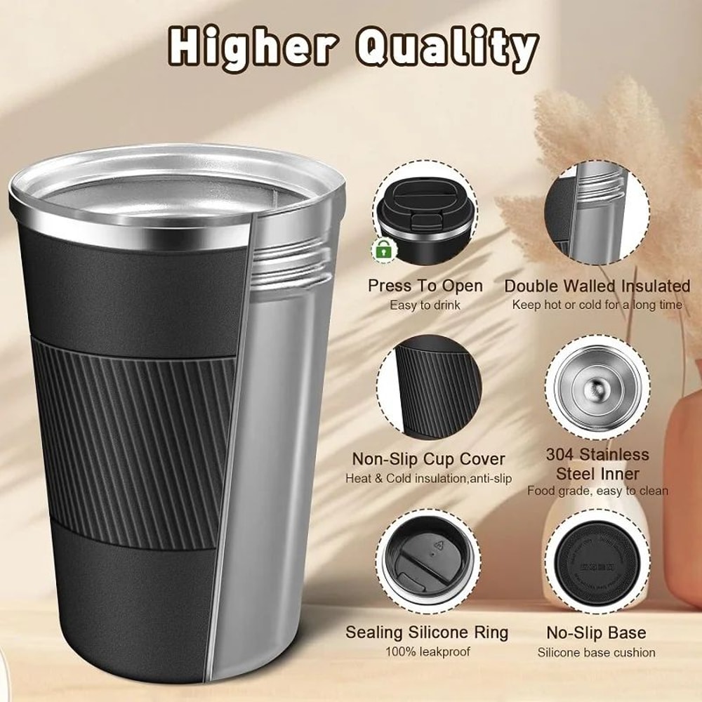 304 Stainless Steel Leakproof Travel Coffee Mug Double Wall Insulated Thermal Bottle 4