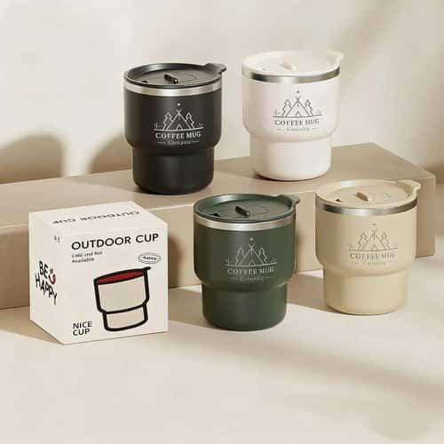 13.5 fl oz 304 Stainless Steel Insulated Thermal Cup – Double Wall Leakproof Office Coffee & Water Tumbler