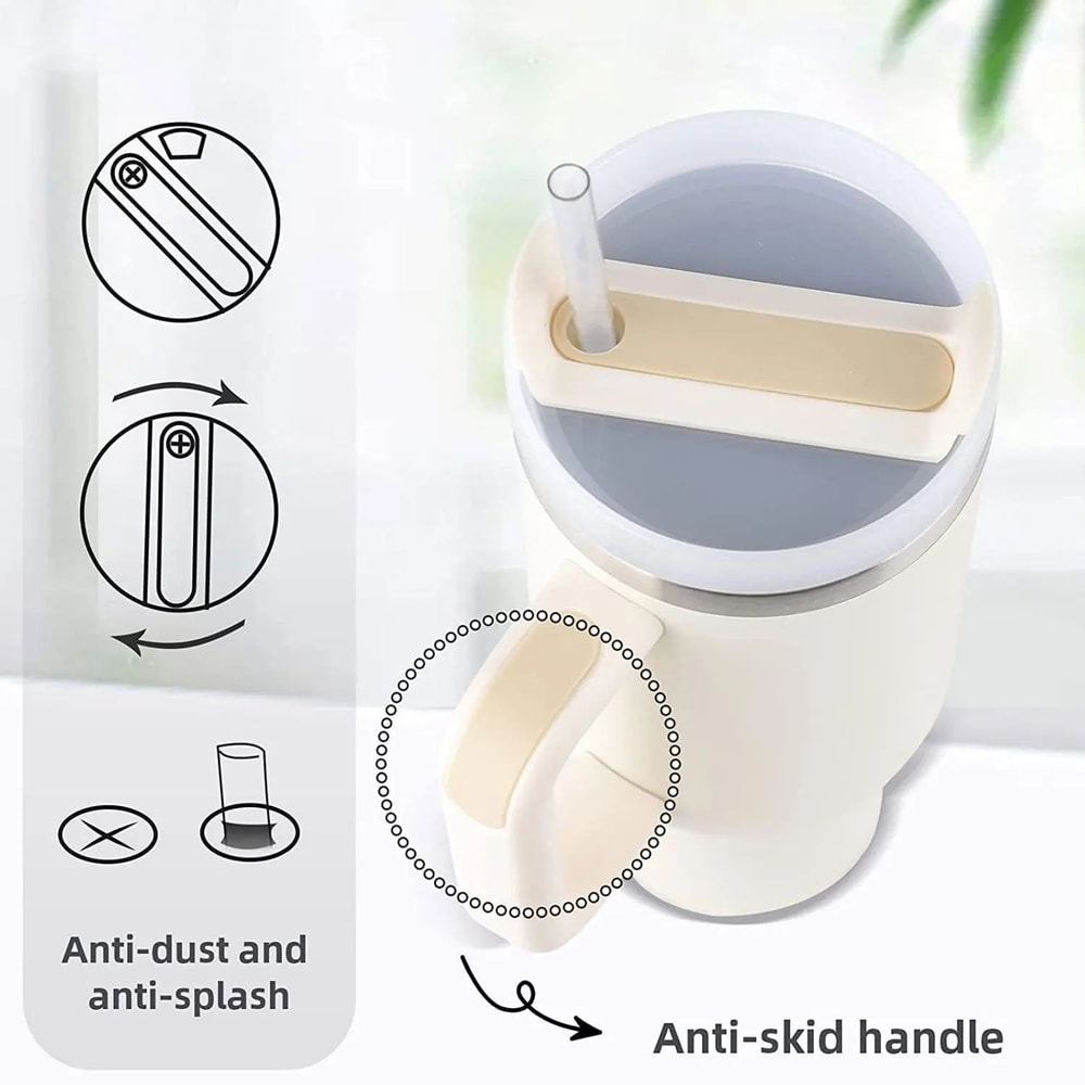 Stainless Steel Insulated Tumbler With Handle Straw 40 Fl Oz Vacuum Travel Mug For Hot Cold Drin