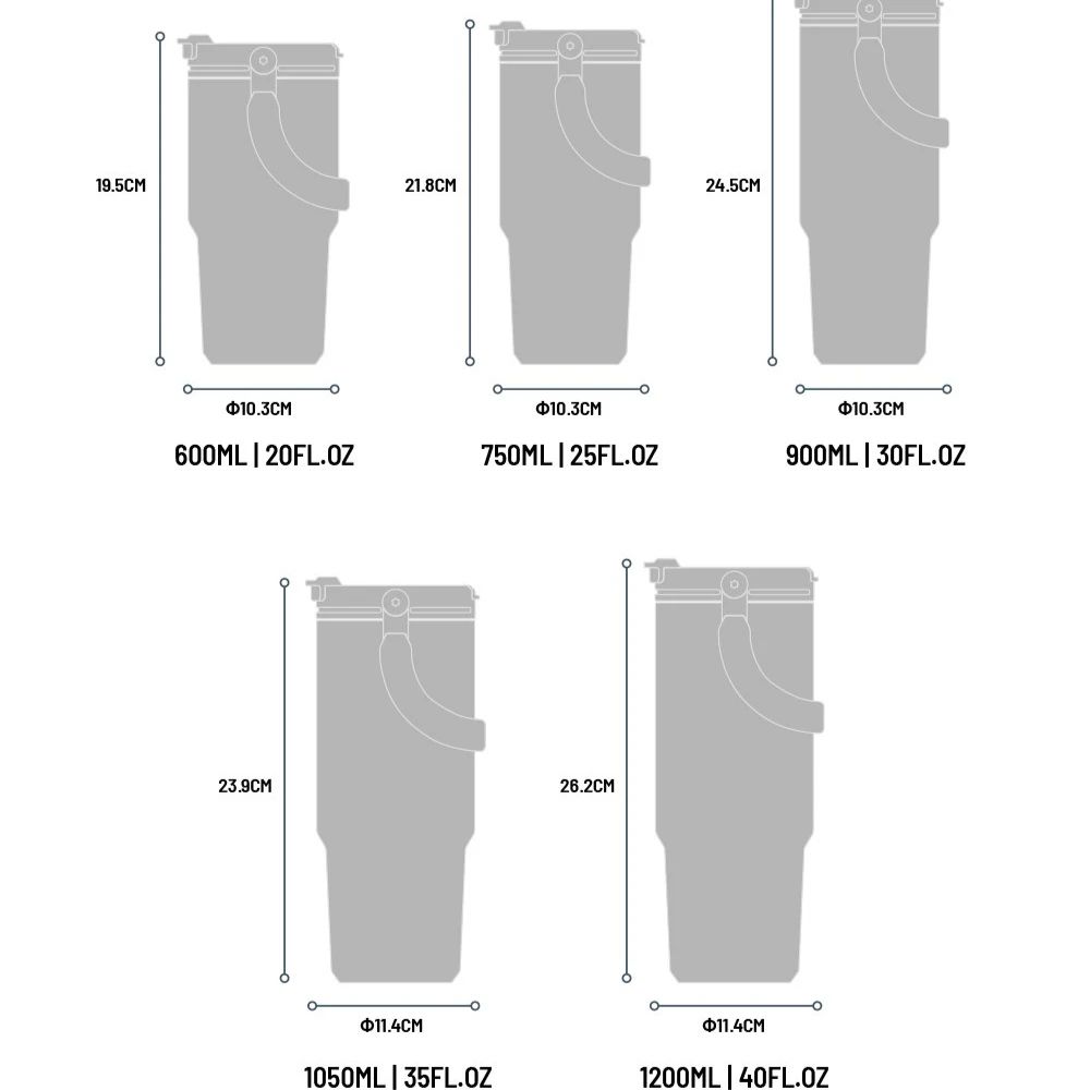 TYESO Large Capacity Stainless Steel Vacuum Tumbler With Handle DualDrink Insulated Coffee Water 5