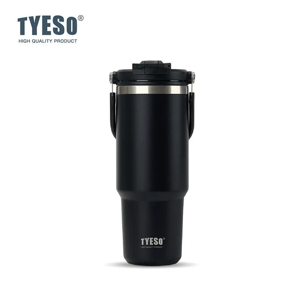 TYESO Large Capacity Stainless Steel Vacuum Tumbler With Handle DualDrink Insulated Coffee Water 6