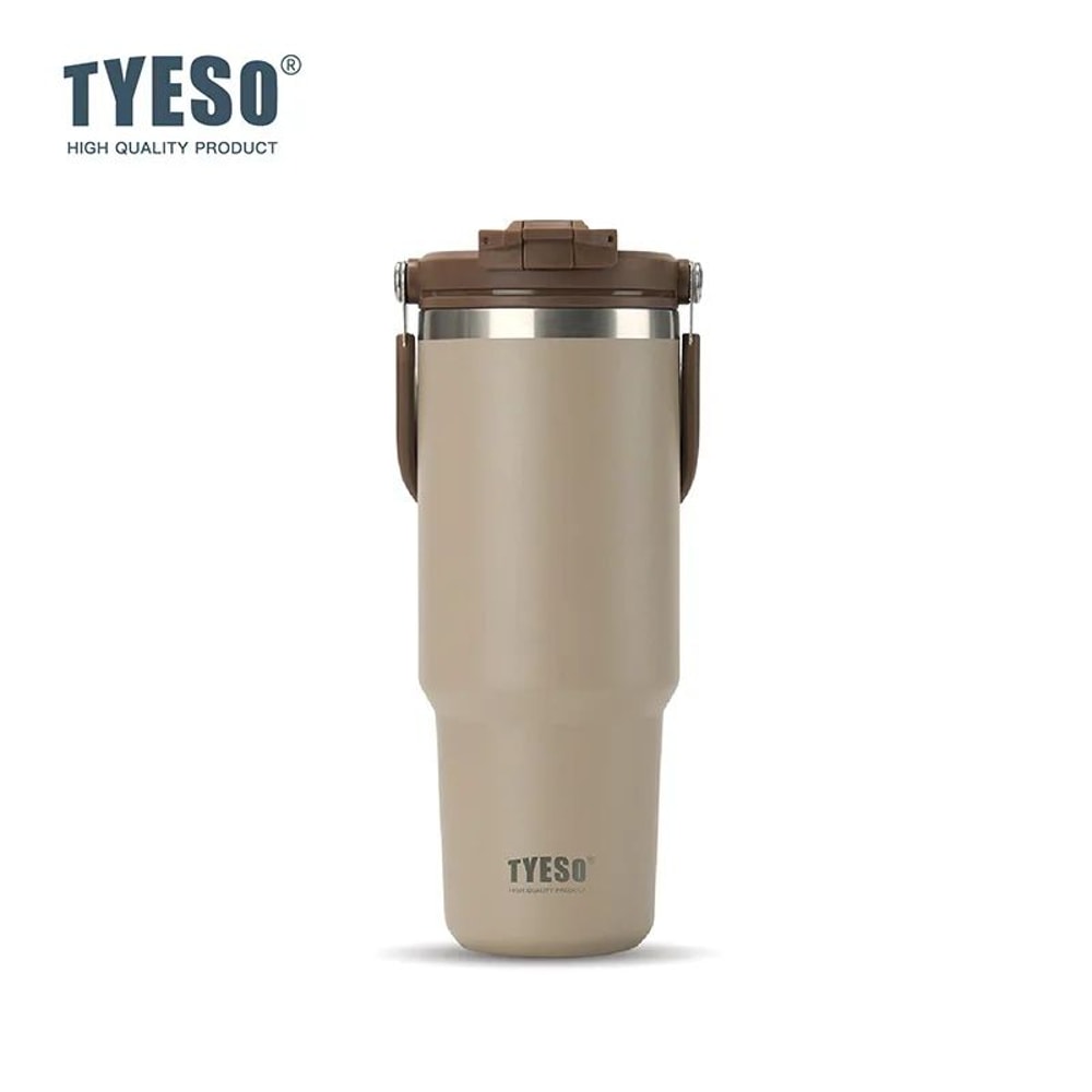 TYESO Large Capacity Stainless Steel Vacuum Tumbler With Handle DualDrink Insulated Coffee Water 10