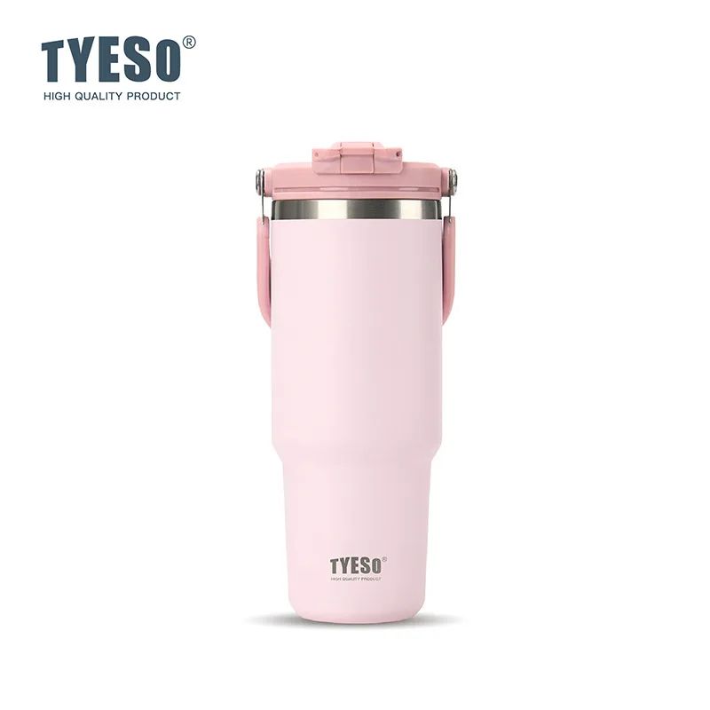 TYESO Large Capacity Stainless Steel Vacuum Tumbler With Handle DualDrink Insulated Coffee Water 11