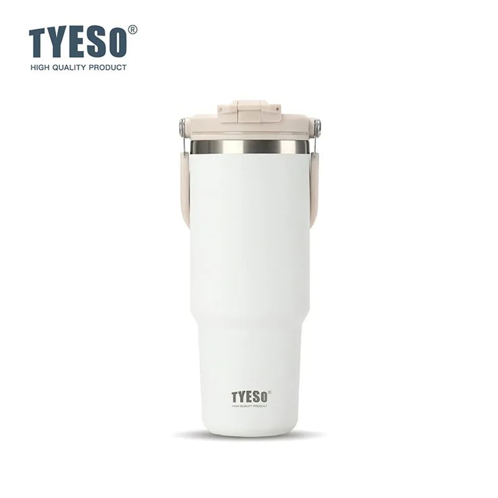 TYESO Large Capacity Stainless Steel Vacuum Tumbler With Handle DualDrink Insulated Coffee Water 14