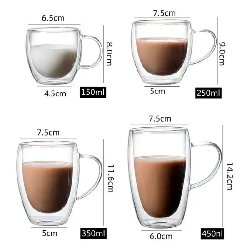 Double Wall Transparent Borosilicate Glass Coffee Cup Insulated Espresso Milk Mug 4