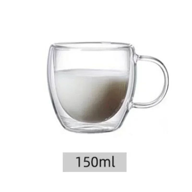 Double Wall Transparent Borosilicate Glass Coffee Cup Insulated Espresso Milk Mug 6