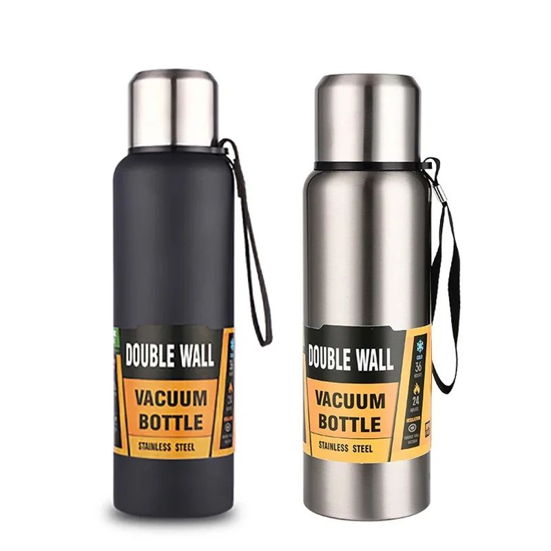 Stainless Steel Vacuum Thermos Bottle With Strainer Large Capacity Insulated Tumbler With Carry Ro 0