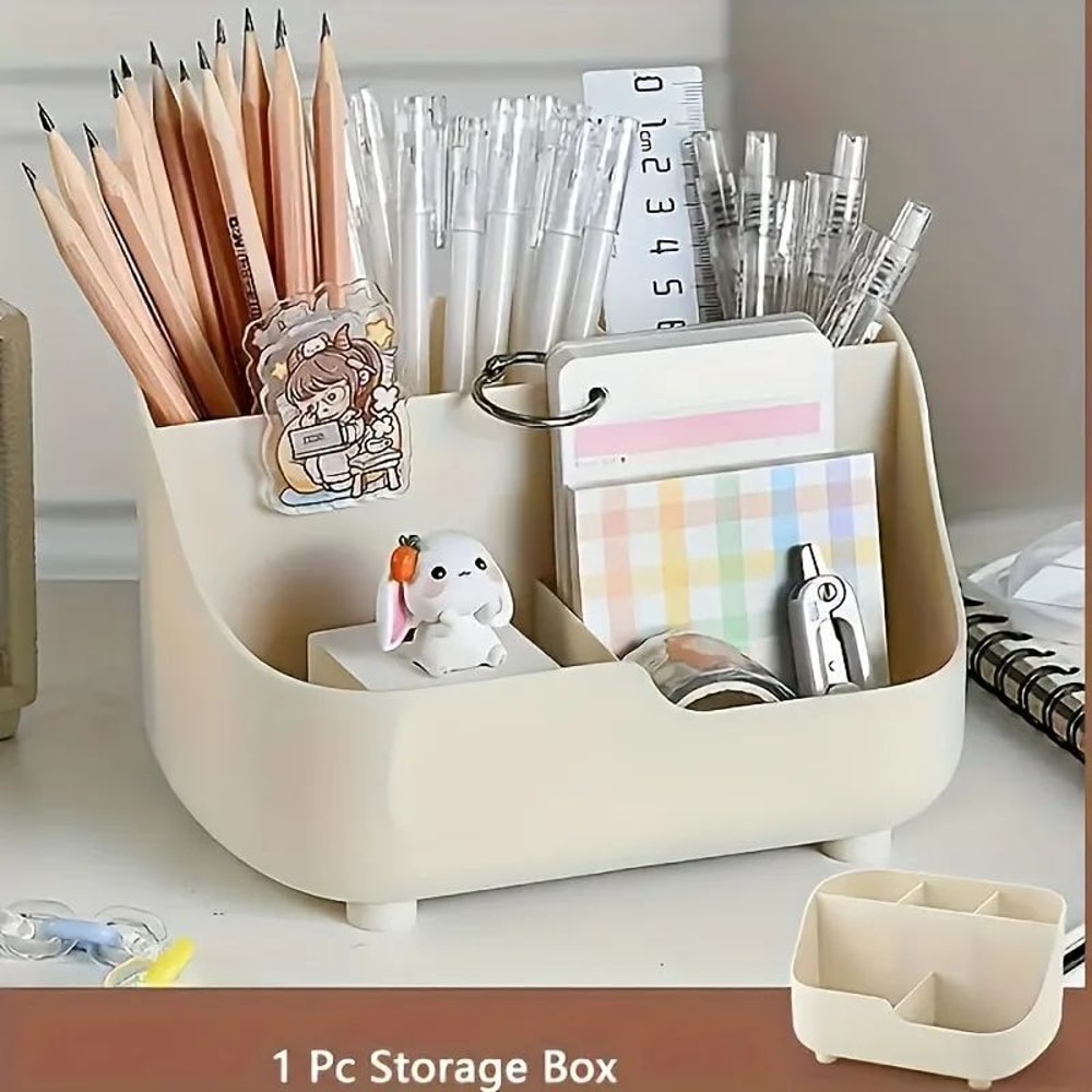 Large Capacity 5Grid Desktop Storage Box MultiFunction Solid Color Table Organizer 3