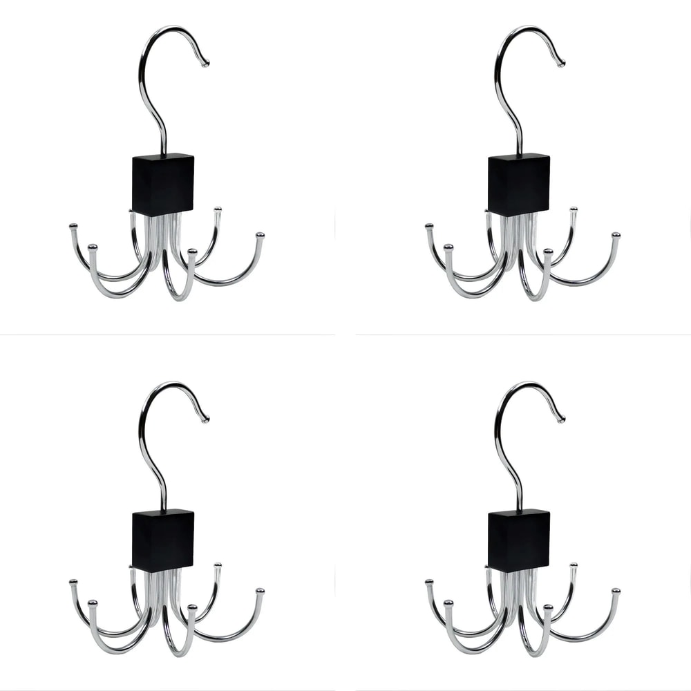 24Slot Rotating MultiClaw Belt Accessory Hanger 360 Metal Hook Closet Organizer With Wooden Top 8