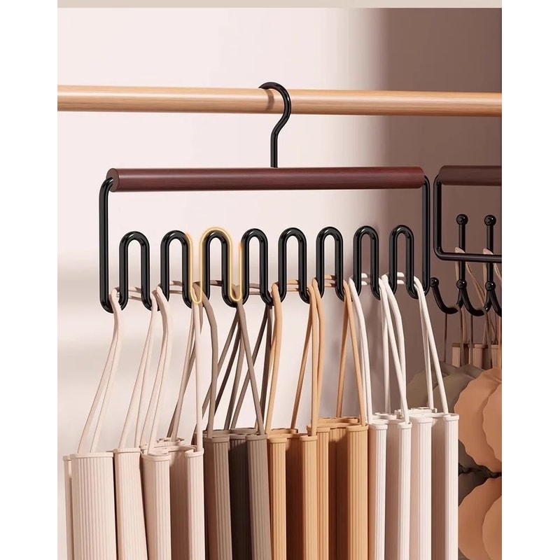 Solid Wood 16Hook Wave Hanger Multifunctional Underwear Vest Sling Wardrobe Drying Rack 6