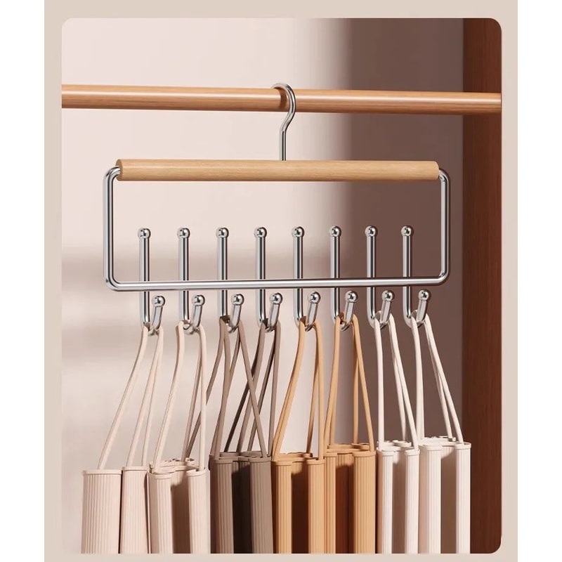 Solid Wood 16Hook Wave Hanger Multifunctional Underwear Vest Sling Wardrobe Drying Rack 7