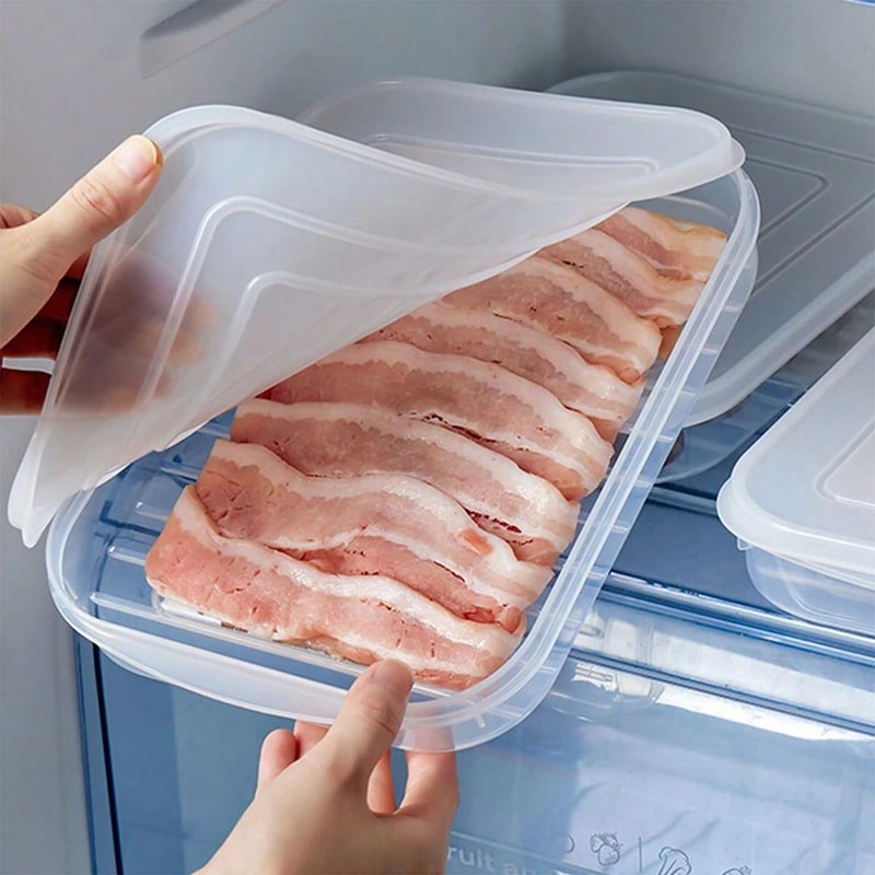 Large Capacity Transparent Refrigerator Storage Box With Lid Grid Freezer Meat Food Compartment O 0