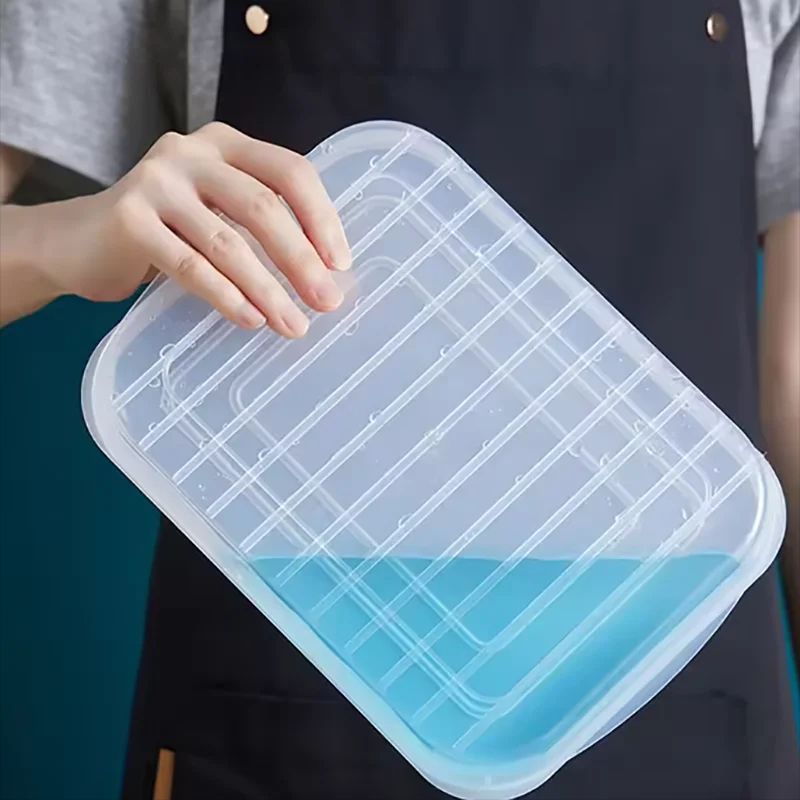 Large Capacity Transparent Refrigerator Storage Box With Lid Grid Freezer Meat Food Compartment O 5