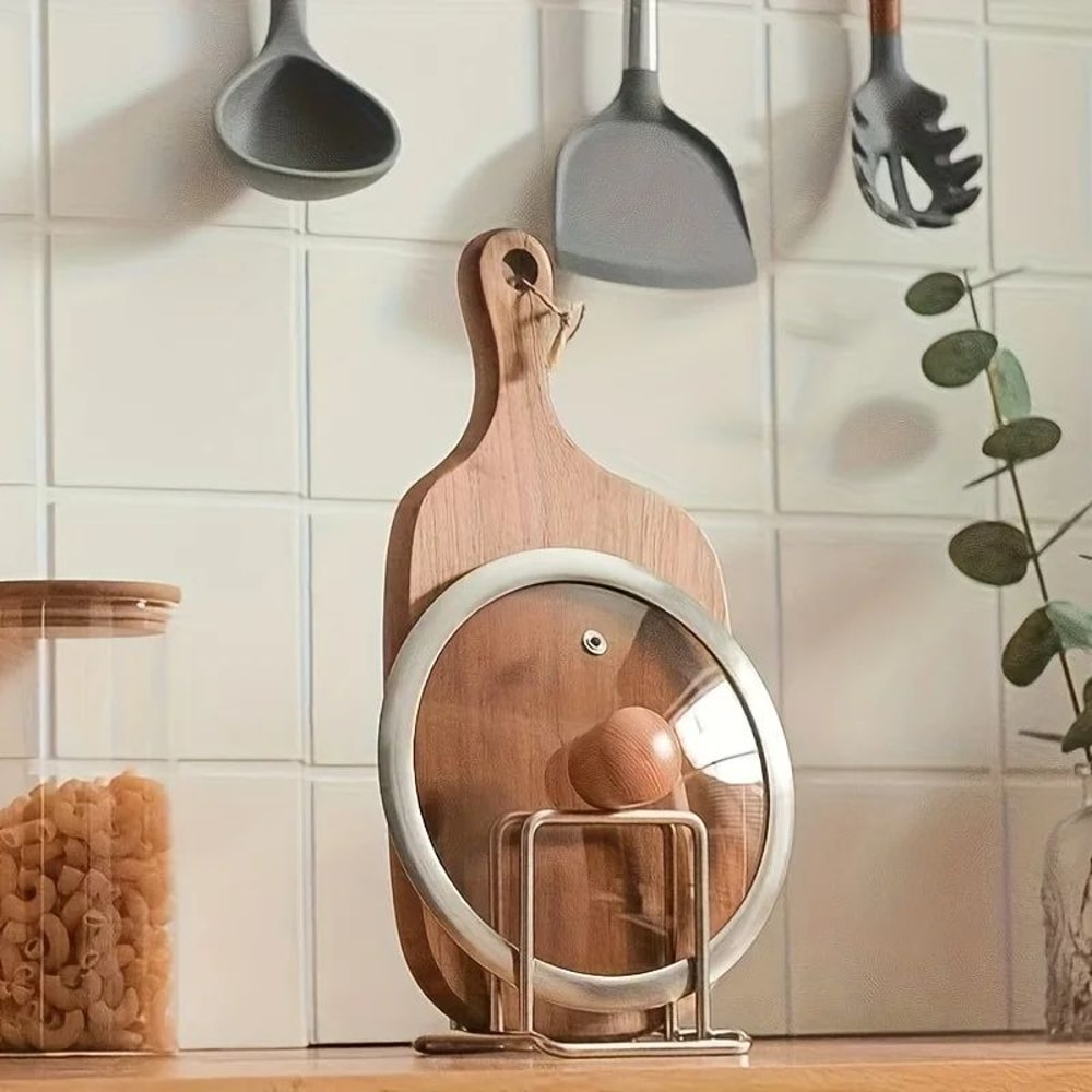 SpaceSaving Stainless Steel Pot Lid Cutting Board Organizer HeavyDuty Countertop Kitchen Rack 5