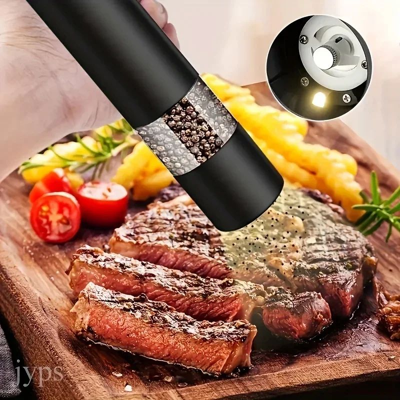 Electric Automatic Salt Pepper Grinder Adjustable Coarseness Spice Mill With LED Light 5
