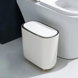 slim press-top trash can with lid – narrow bathroom gap garbage classification bin