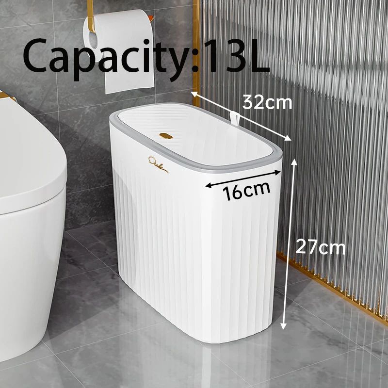 Slim PressTop Trash Can With Lid Narrow Bathroom Gap Garbage Classification Bin 9