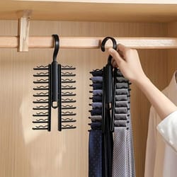 360° rotating multi-functional tie & belt hanger – adjustable 20-loop plastic scarf organizer rack