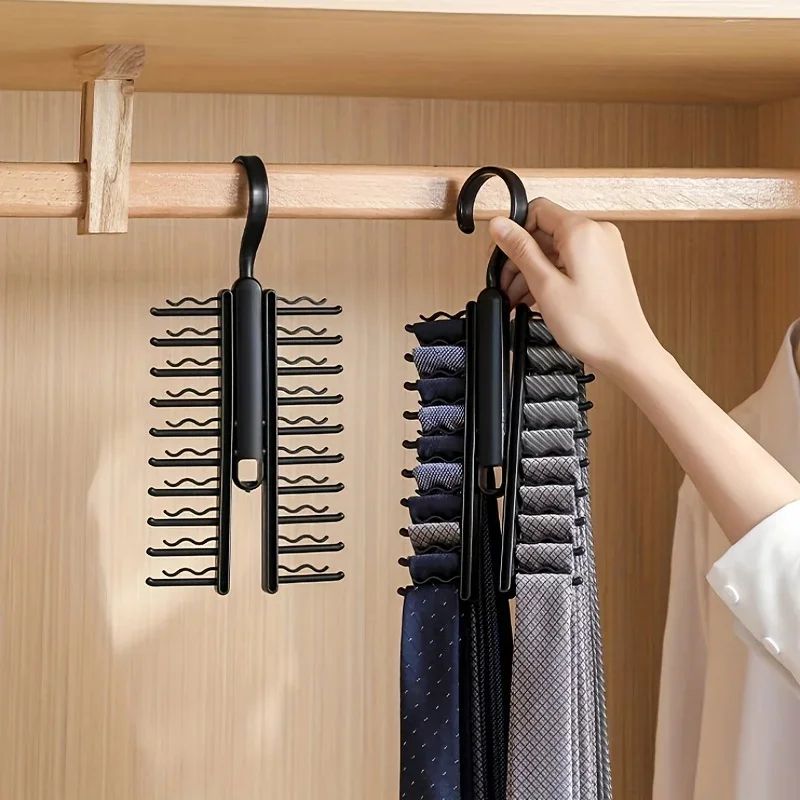 360 Rotating MultiFunctional Tie Belt Hanger Adjustable 20Loop Plastic Scarf Organizer Rack 0