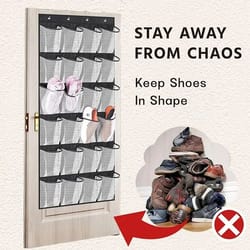24-pocket wall & door hanging shoe organizer – space-saving mesh storage rack