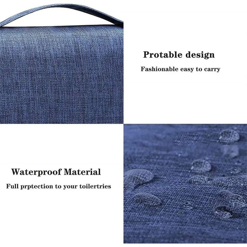 Portable Waterproof Toiletry Bag With Hanging Hook Large Capacity Travel Makeup Bathroom Organize