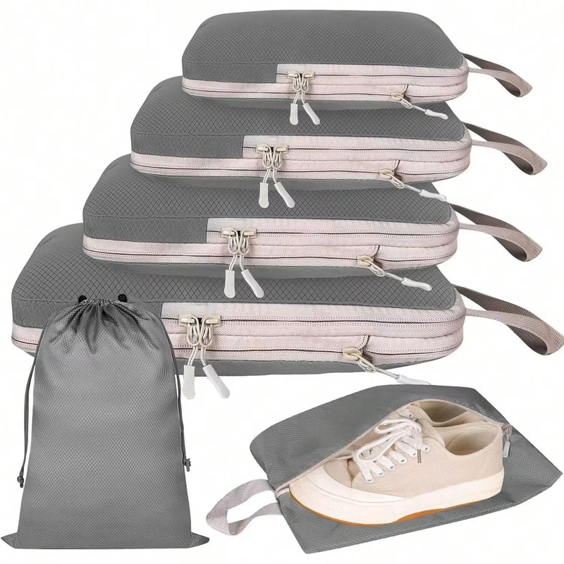 Ryanai Compressible Packing Cubes Waterproof Nylon Travel Storage Bags With Handbag 1