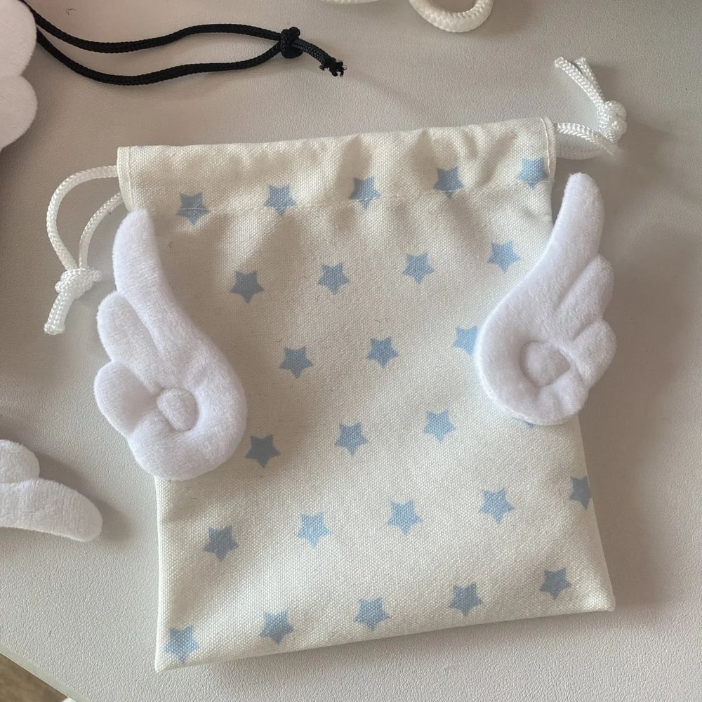 Star Pattern Canvas Drawstring Pouch Portable Dustproof Cosmetic Stationery Storage Bag 7