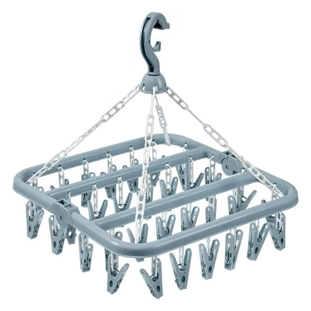 32Clip Foldable Drip Hanger Drying Rack With Rotating Hook 0