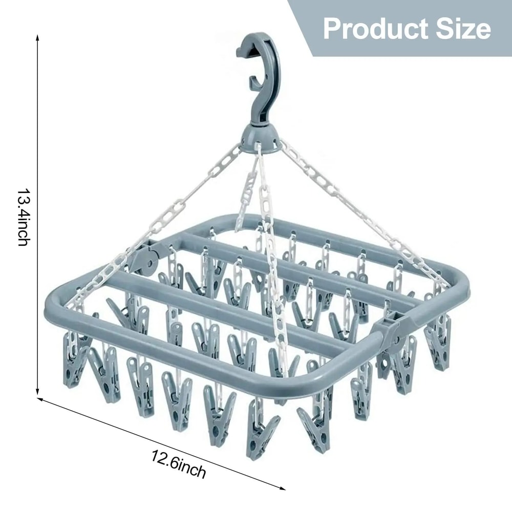 32Clip Foldable Drip Hanger Drying Rack With Rotating Hook 1