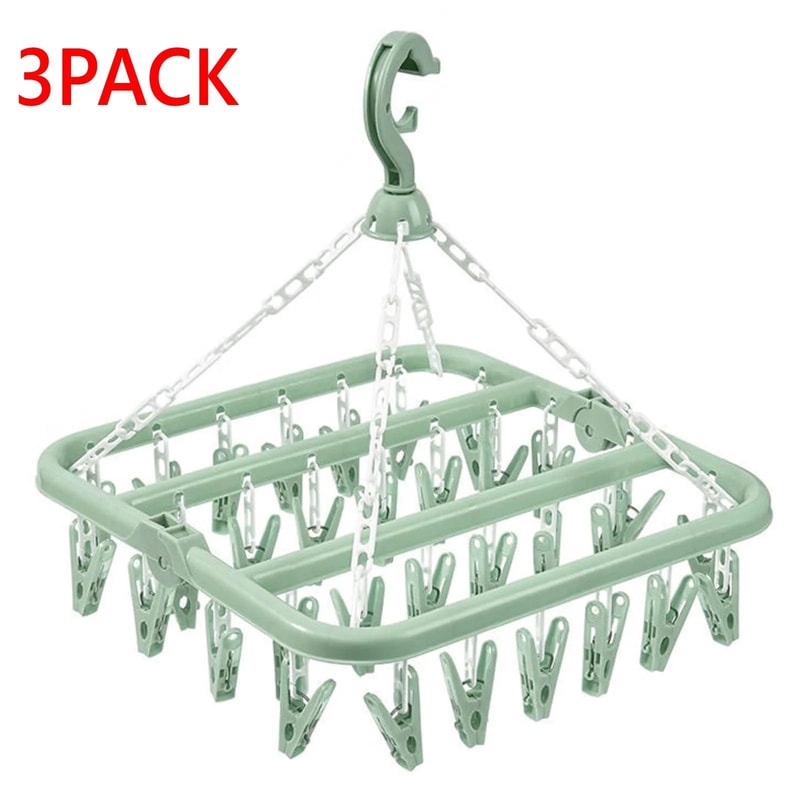 32Clip Foldable Drip Hanger Drying Rack With Rotating Hook 9