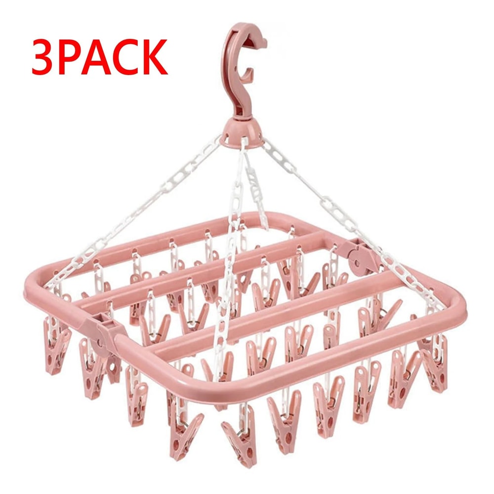 32Clip Foldable Drip Hanger Drying Rack With Rotating Hook 11