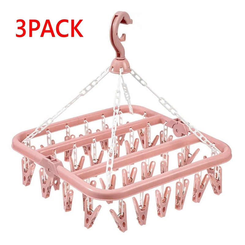 32Clip Foldable Drip Hanger Drying Rack With Rotating Hook 11