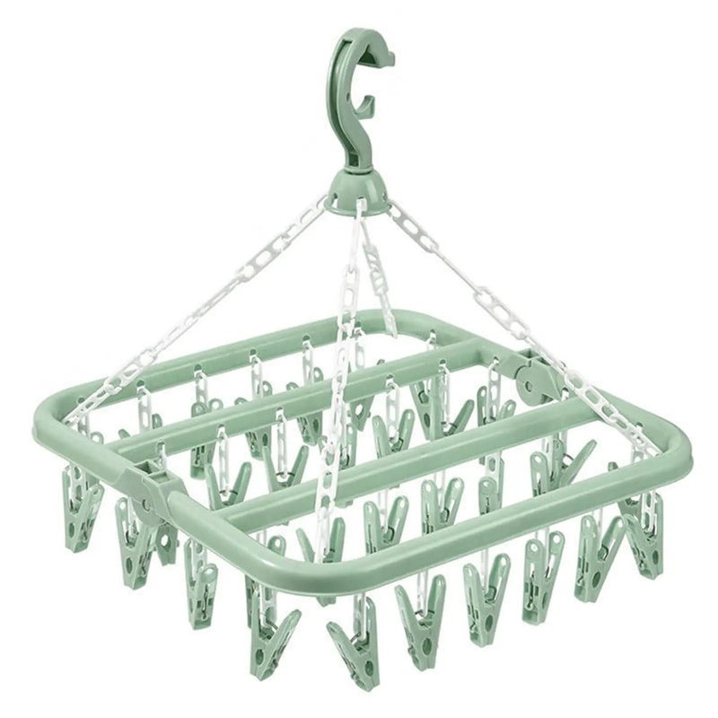 32Clip Foldable Drip Hanger Drying Rack With Rotating Hook 8