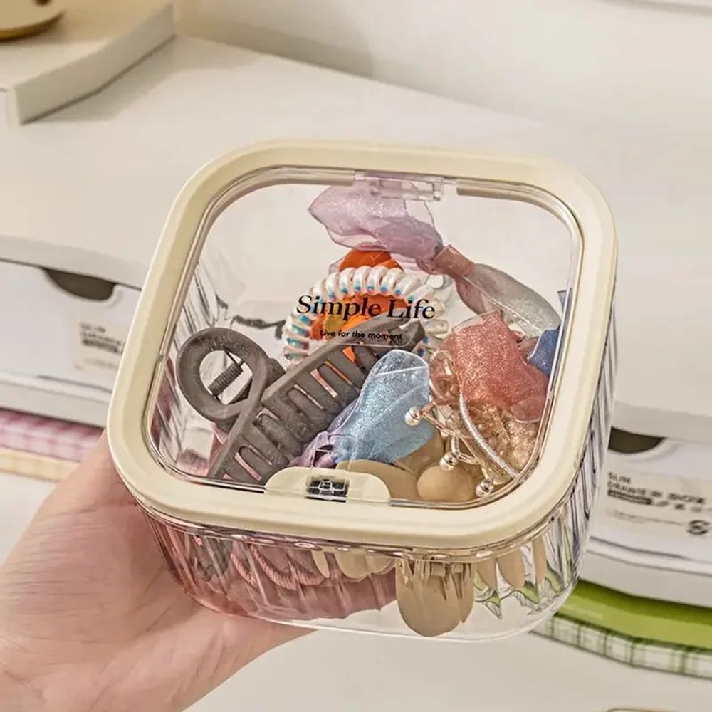 Transparent Mini Desktop Storage Box With PopUp Lid Waterproof Seal 5