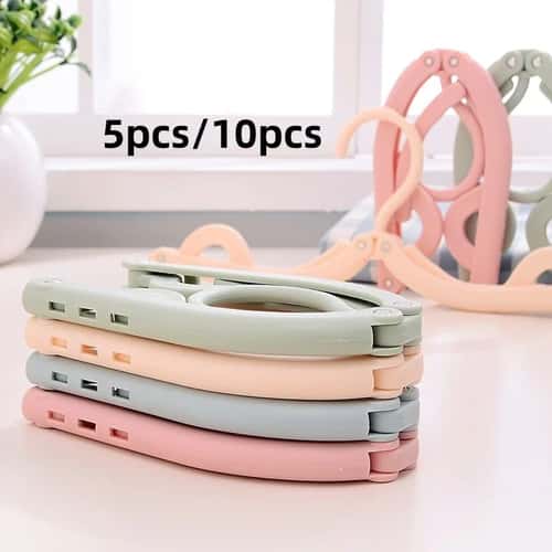 Foldable Portable Travel Clothes Hanger Rack with Anti-Slip Grooves & Clips