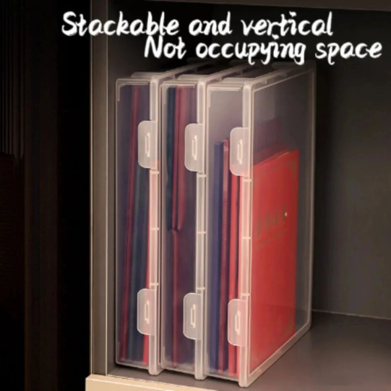 Clear A4 Plastic Document Organizer Storage Box With Dustproof Lid 2