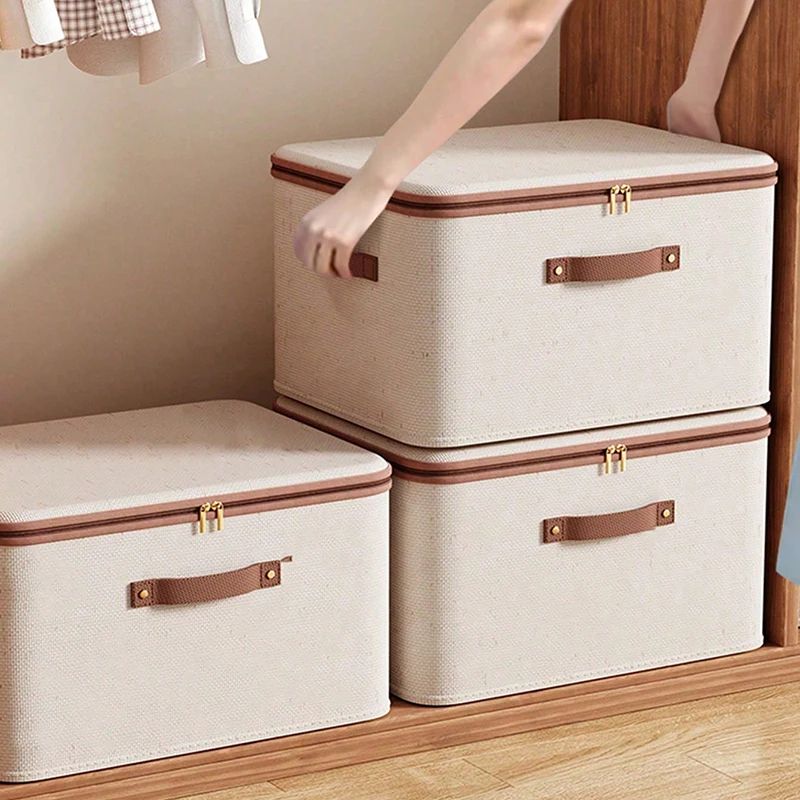 Foldable Clothes Storage Box With Zipper Handle For Closet Organization 1