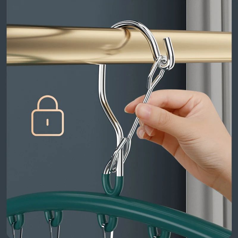 10Clip Stainless Steel Windproof Sock Drying Rack NonSlip Laundry Hanger For Socks Underwear Towe 3