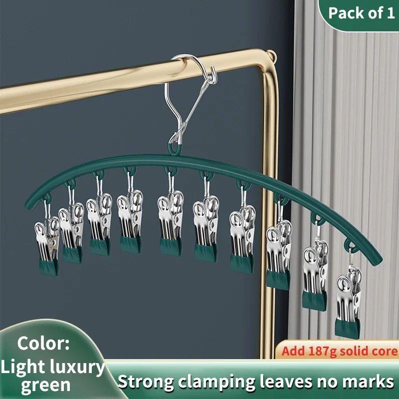 10Clip Stainless Steel Windproof Sock Drying Rack NonSlip Laundry Hanger For Socks Underwear Towe 5