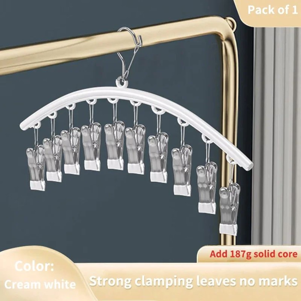 10Clip Stainless Steel Windproof Sock Drying Rack NonSlip Laundry Hanger For Socks Underwear Towe 6
