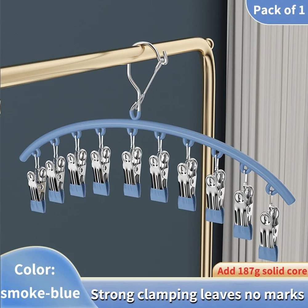 10Clip Stainless Steel Windproof Sock Drying Rack NonSlip Laundry Hanger For Socks Underwear Towe 7