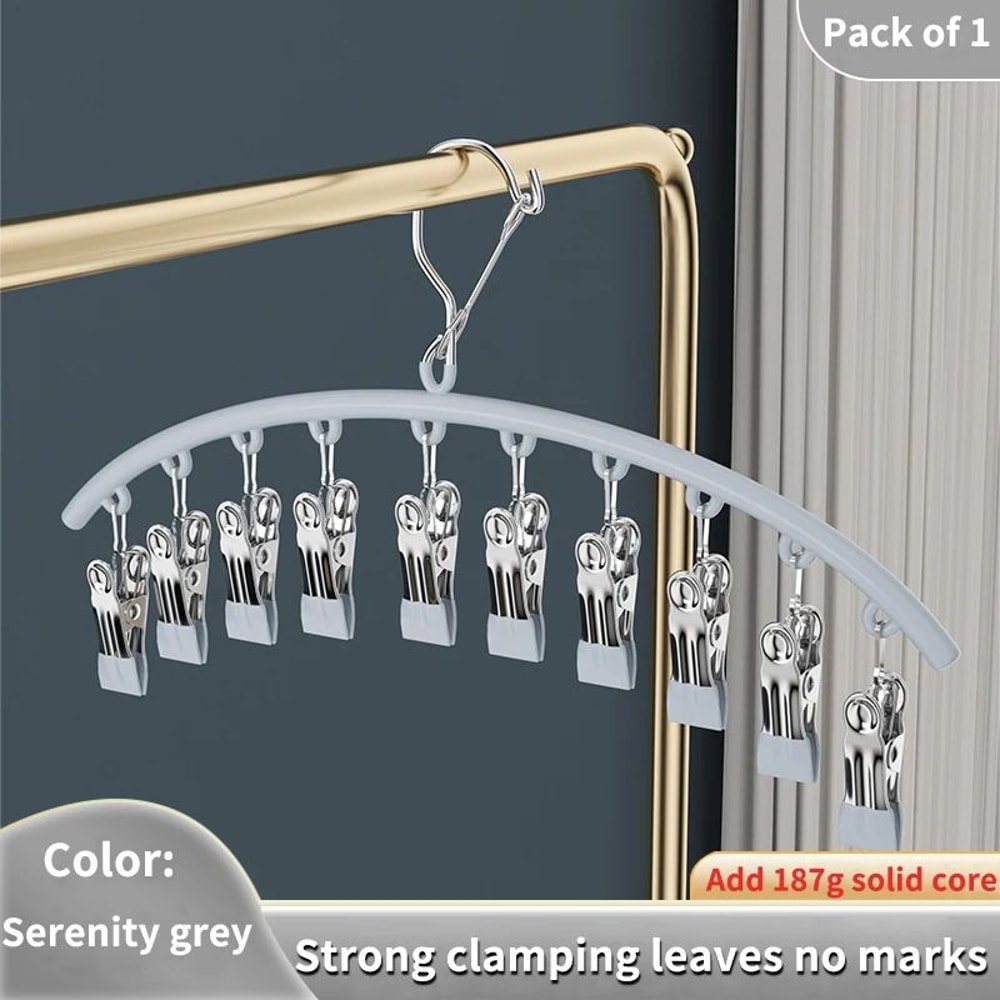 10Clip Stainless Steel Windproof Sock Drying Rack NonSlip Laundry Hanger For Socks Underwear Towe 8