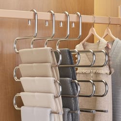 5-tier stainless steel pants hanger – space-saving multi-layer closet organizer rack
